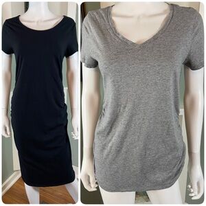Lot/Bundle Isabel Maternity Black Midi Dress & Grey V-Neck Tee T-Shirt Medium M